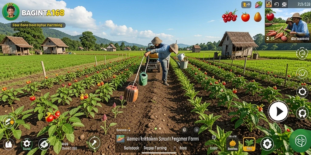 Tampilan gameplay menarik dengan aktivitas bertani yang seru.