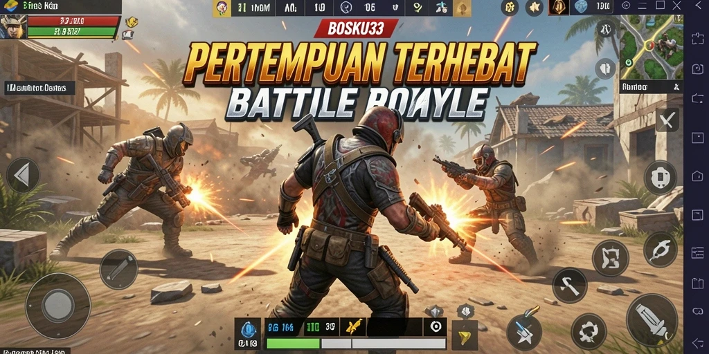 Tangkapan layar menampilkan aksi seru dalam gameplay Battle Royale.