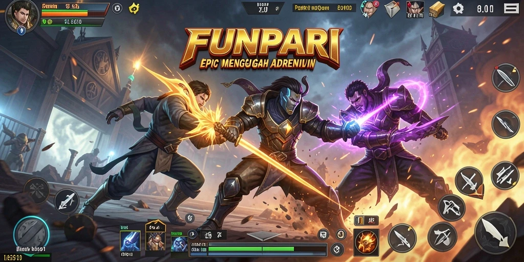 Screenshot dari gameplay mendebarkan dalam FUNPARI.