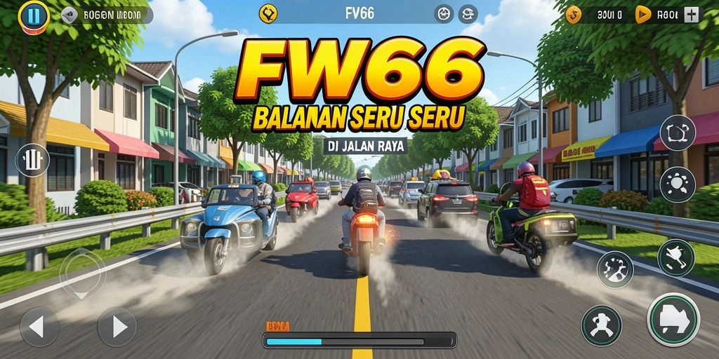 Tampilan gameplay balapan FW66 yang mendebarkan di lintasan.