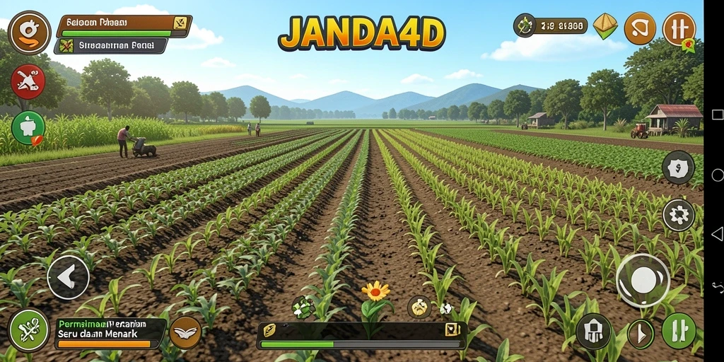 Screenshot gameplay JANDA4D menampilkan aktivitas bercocok tanam yang seru.