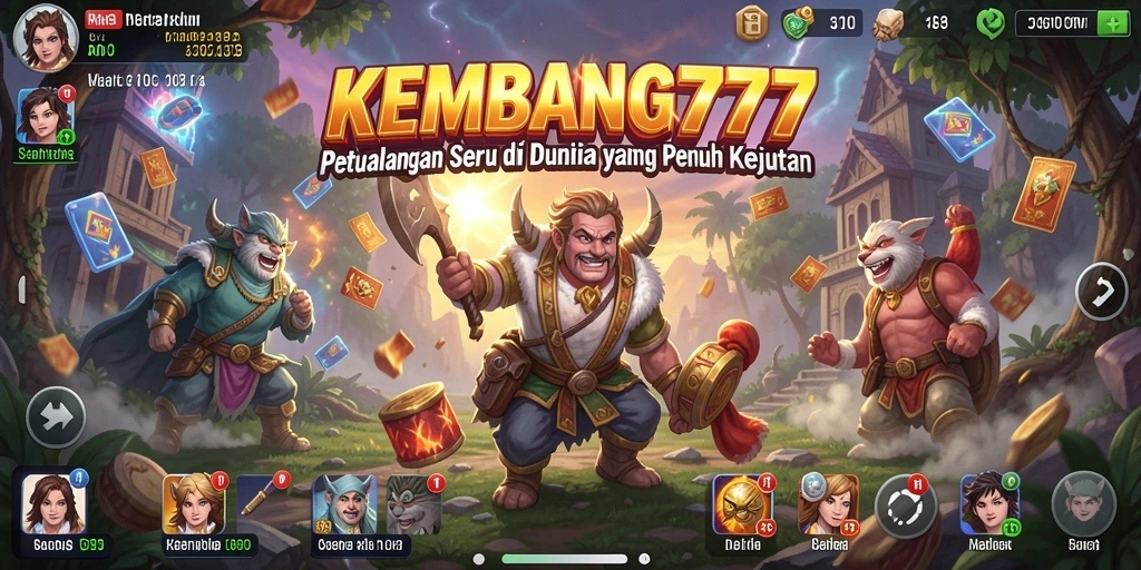 Screenshot utama KEMBANG777 menampilkan karakter utama dalam pertempuran seru di dunia petualangan.