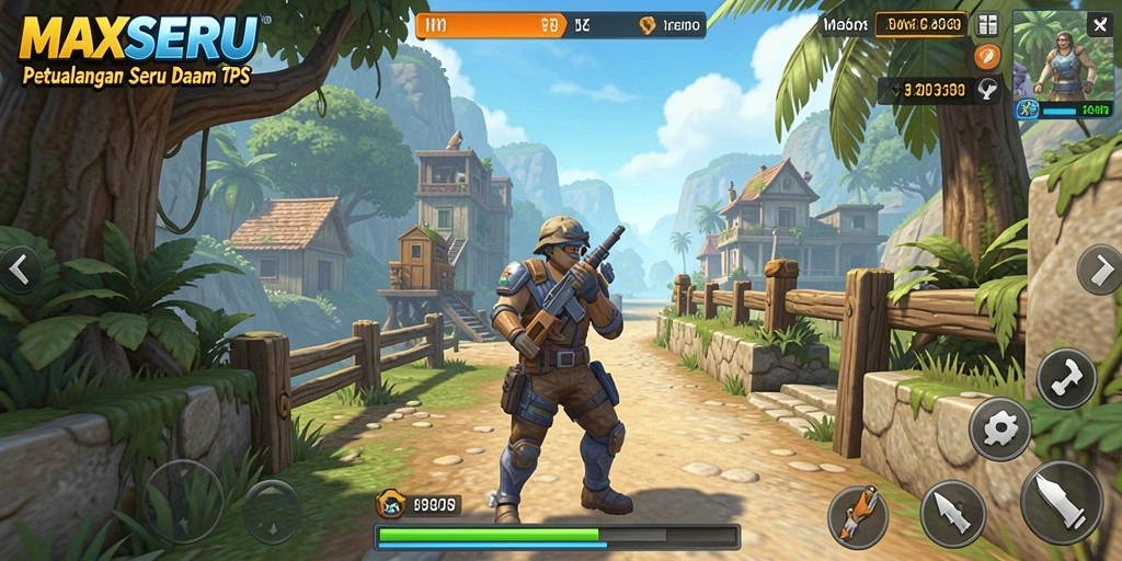 Screenshot gameplay seru dari MAXSERU dalam aksi TPS.