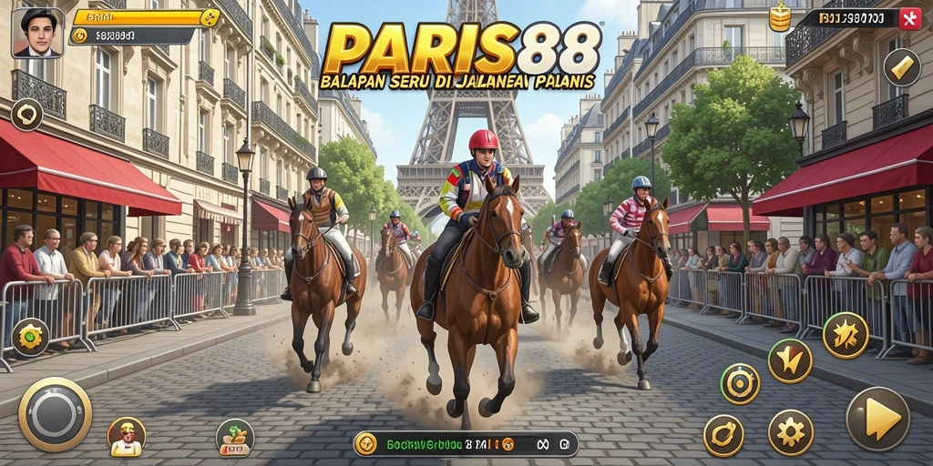 Tampilan memukau dari gameplay balapan di PARIS88.