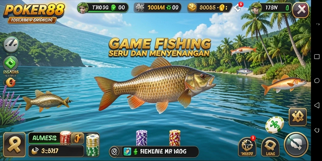 Tampilan gameplay Fishing yang menakjubkan di POKER88.