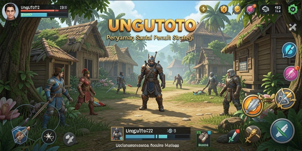 Screenshot gameplay UNGUTOTO yang menunjukkan perkembangan karakter idle.