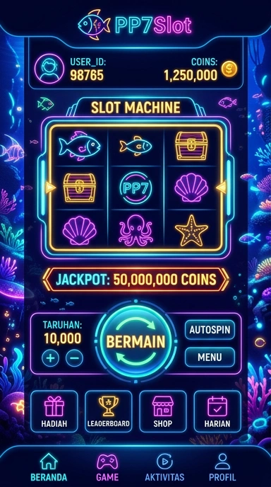 Tampilan utama aplikasi pp7slot yang menarik.